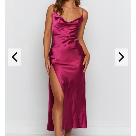 LIONESS Walk The Line Midi Dress Magenta - Picture 3 of 12